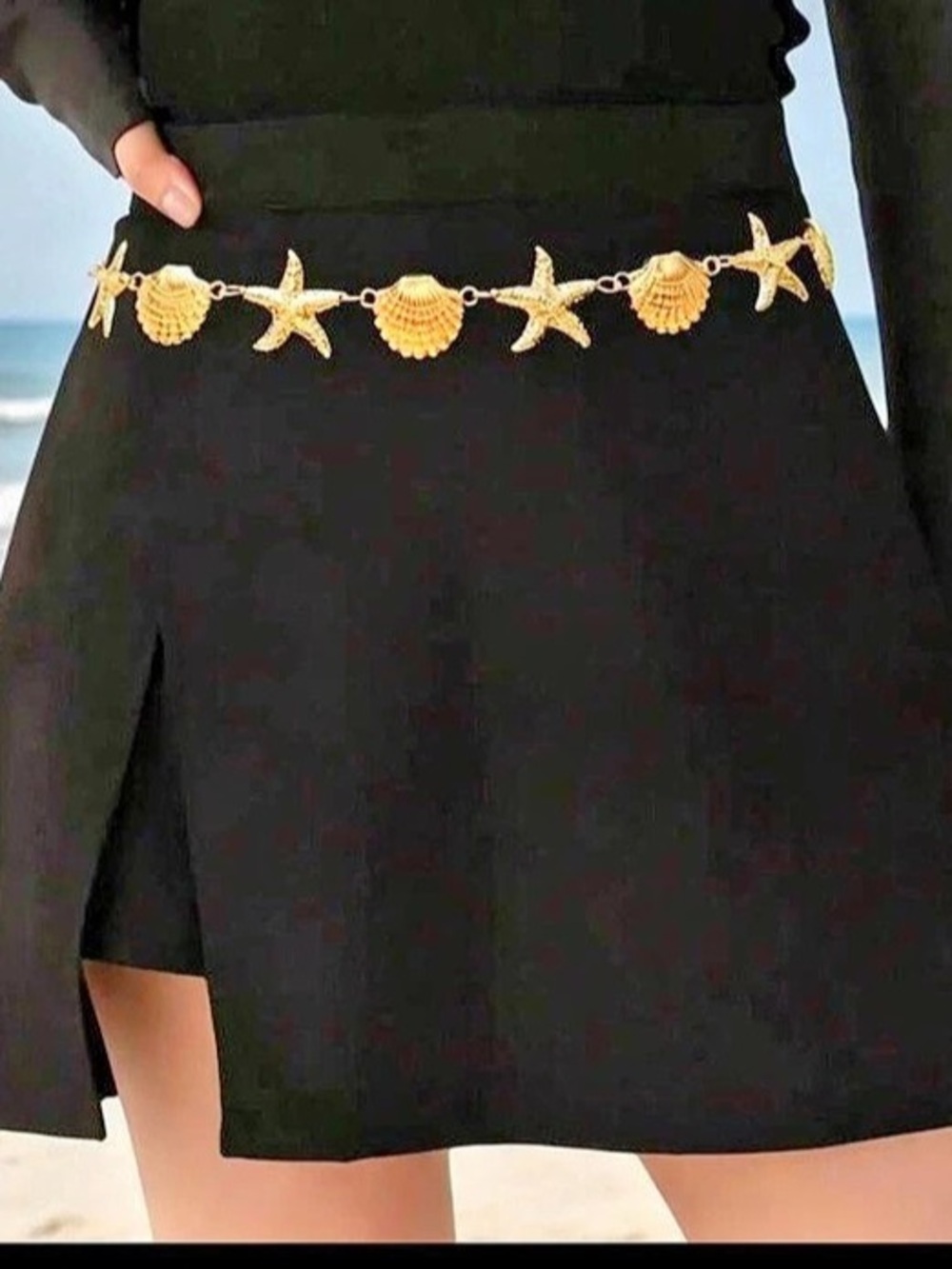 Starfish & Shell Charm Belt in Gold